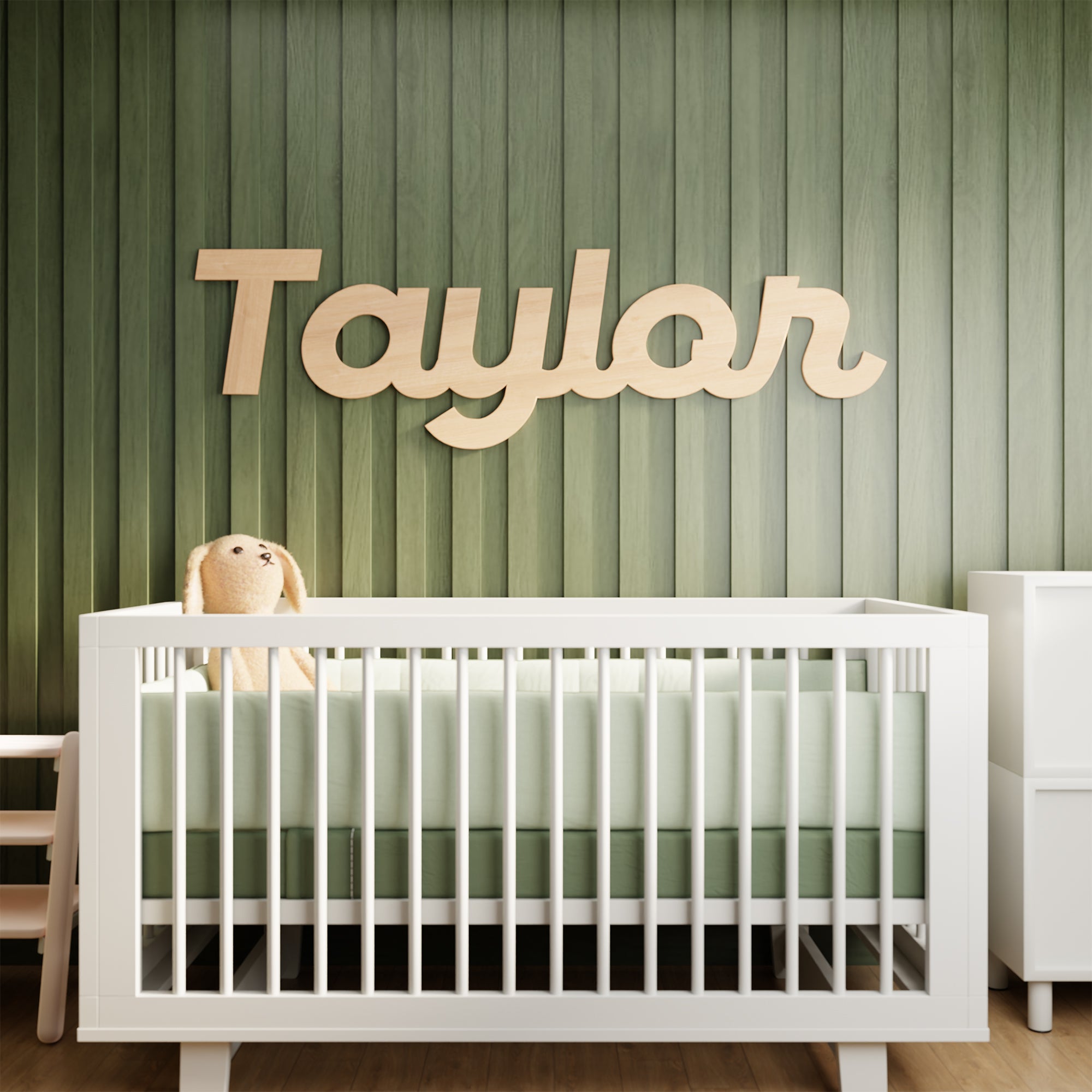 Wooden Nursery Name Sign - Custom Wood Personalized Baby Name Sign
