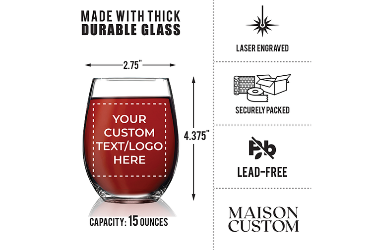 Custom Logo Engraved Stemless Wine Glass