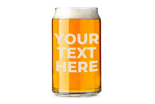 Custom Text Engraved Beer Can Glass
