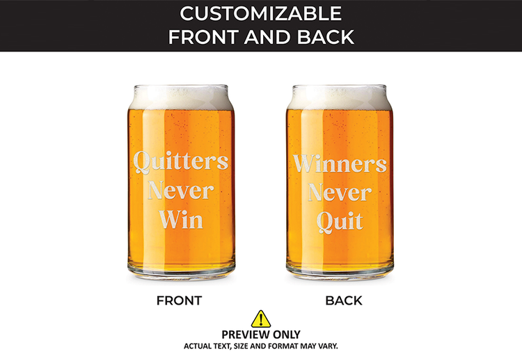 Custom Text Engraved Beer Can Glass