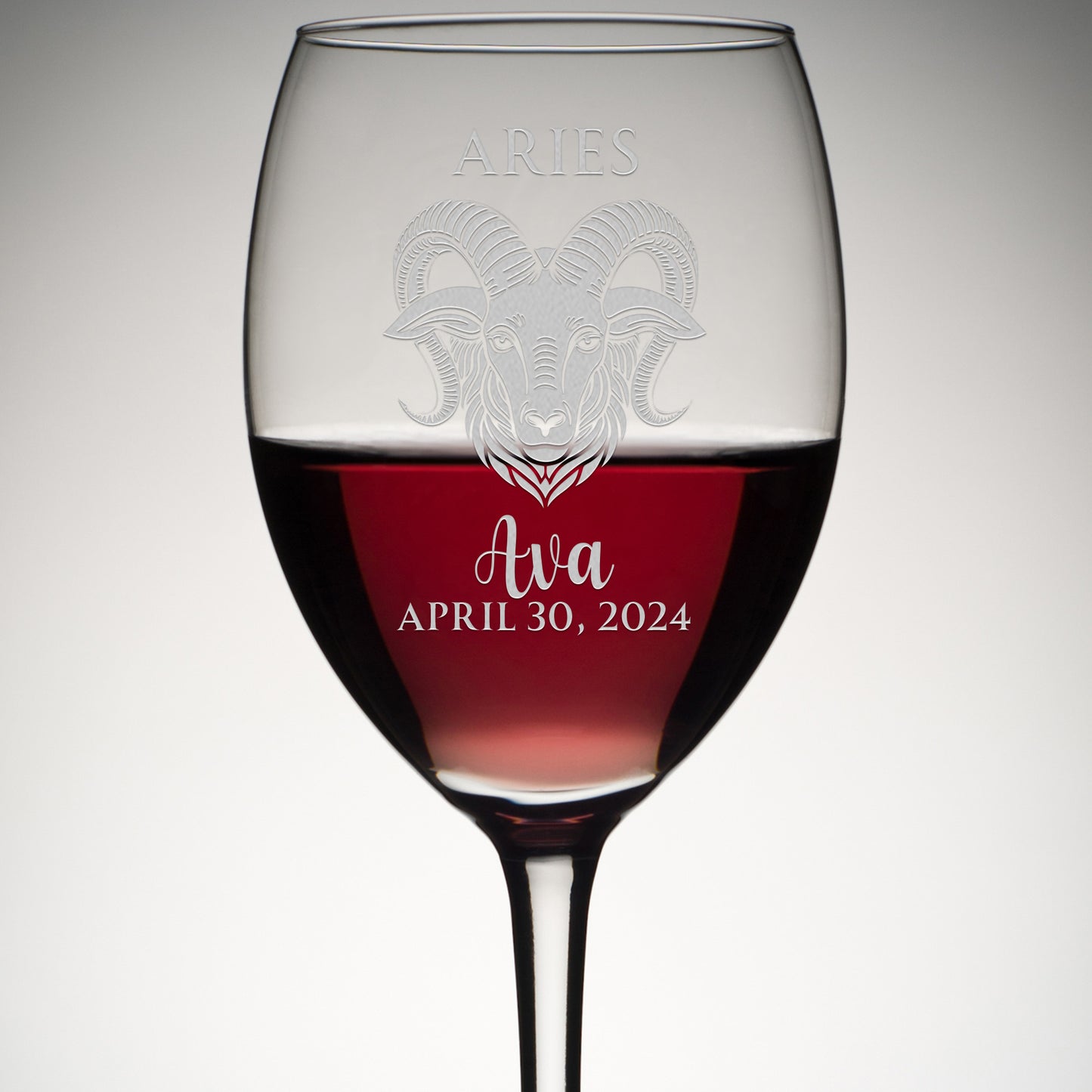 Personalized Wine Glass - Astrology - ARIES