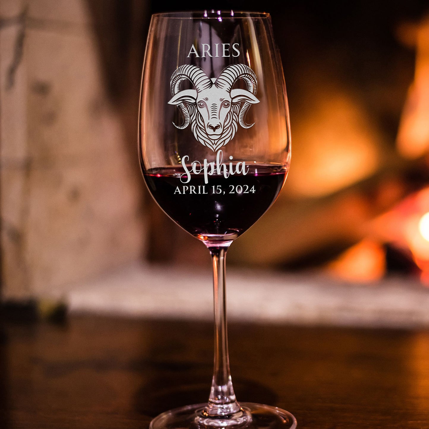 Personalized Wine Glass - Astrology - ARIES