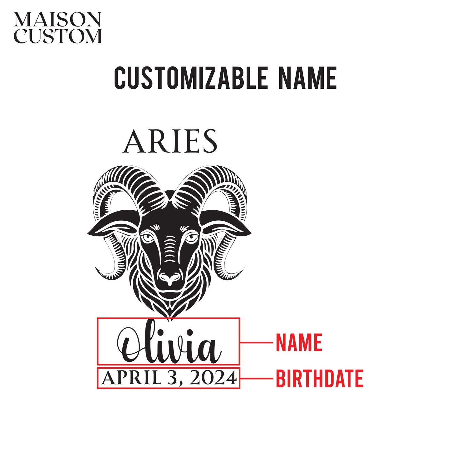 Personalized Wine Glass - Astrology - ARIES