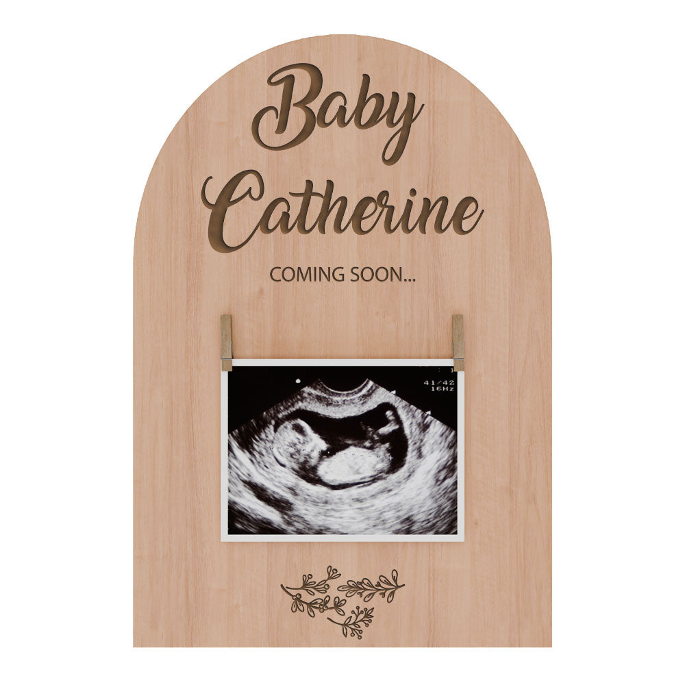 Plaque d'annonce personnalisée - « Bébé arrive bientôt »