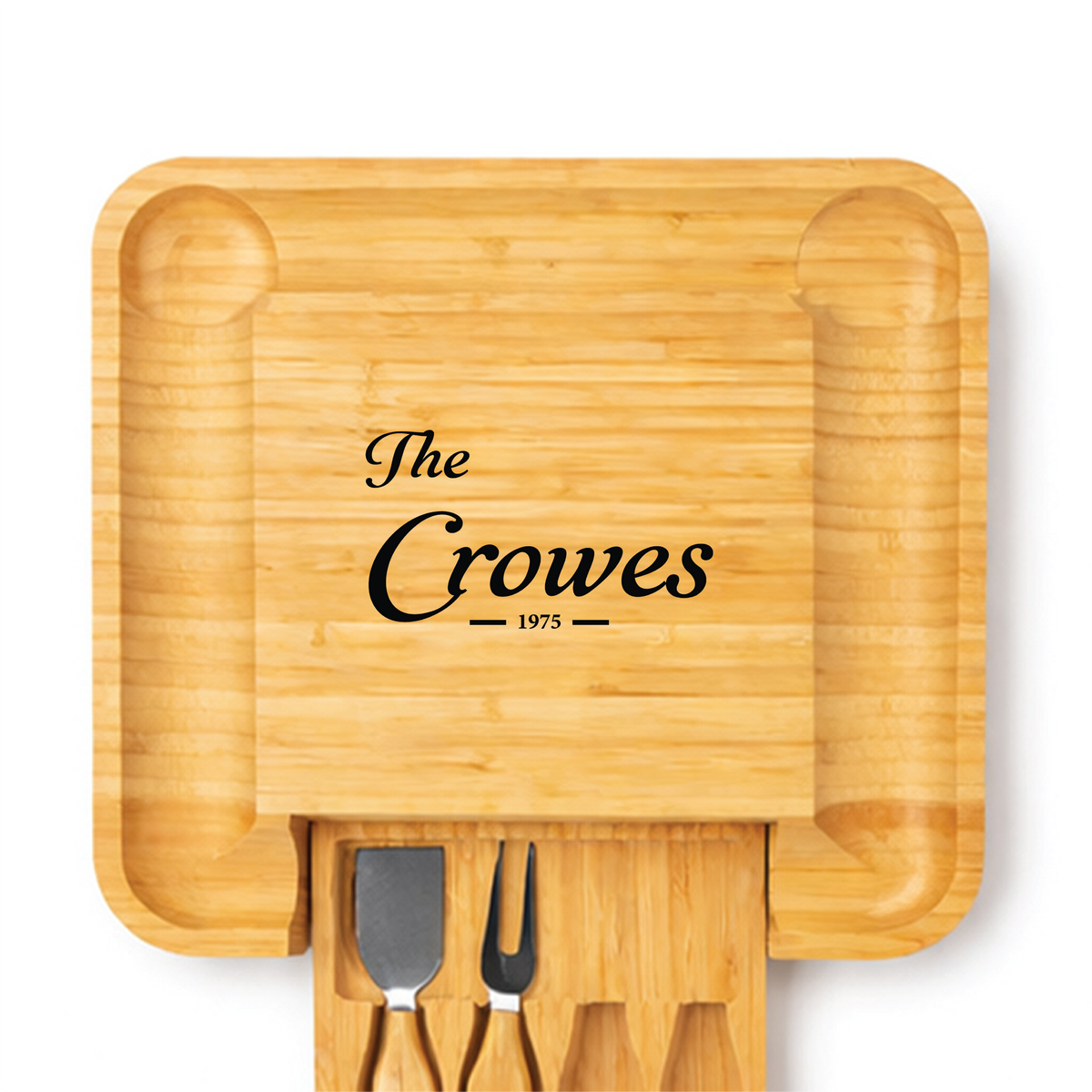 The Gather – Personalized Bamboo Charcuterie Cheese Board Set