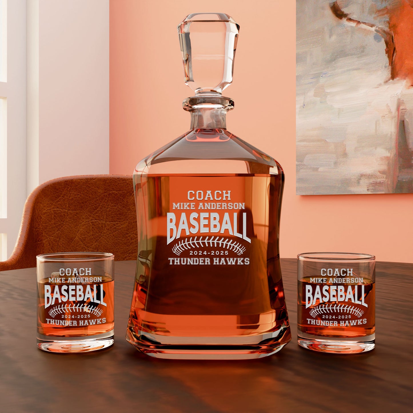 Personalized Decanter - "Baseball Coach"