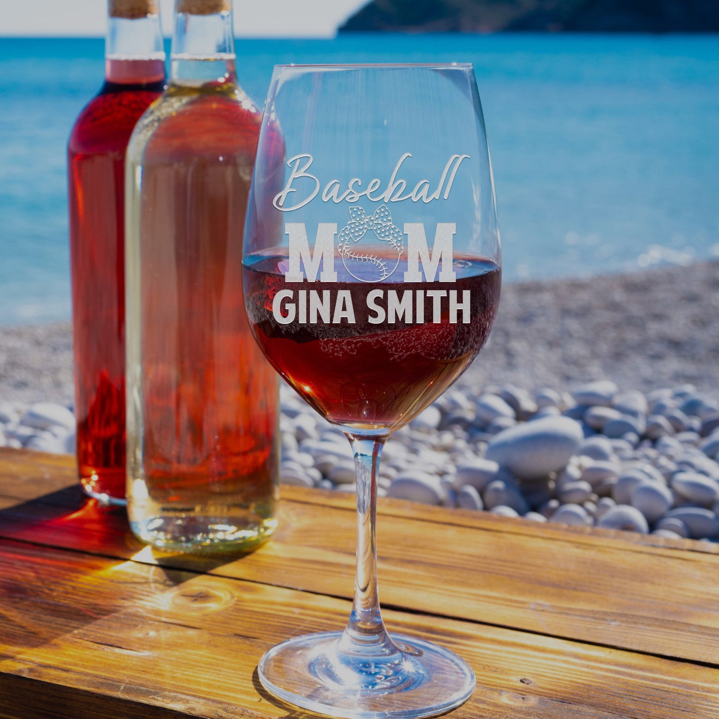 Personalized Wine Glass - Baseball Mom