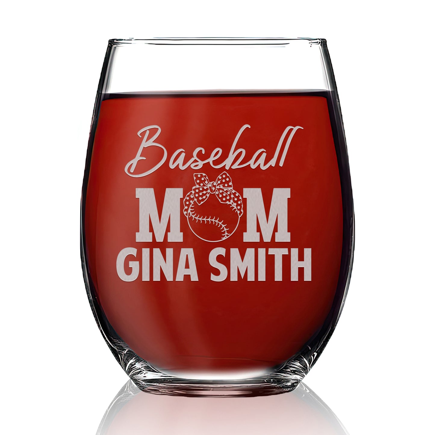 Personalized Stemless Wine Glass - Baseball Mom