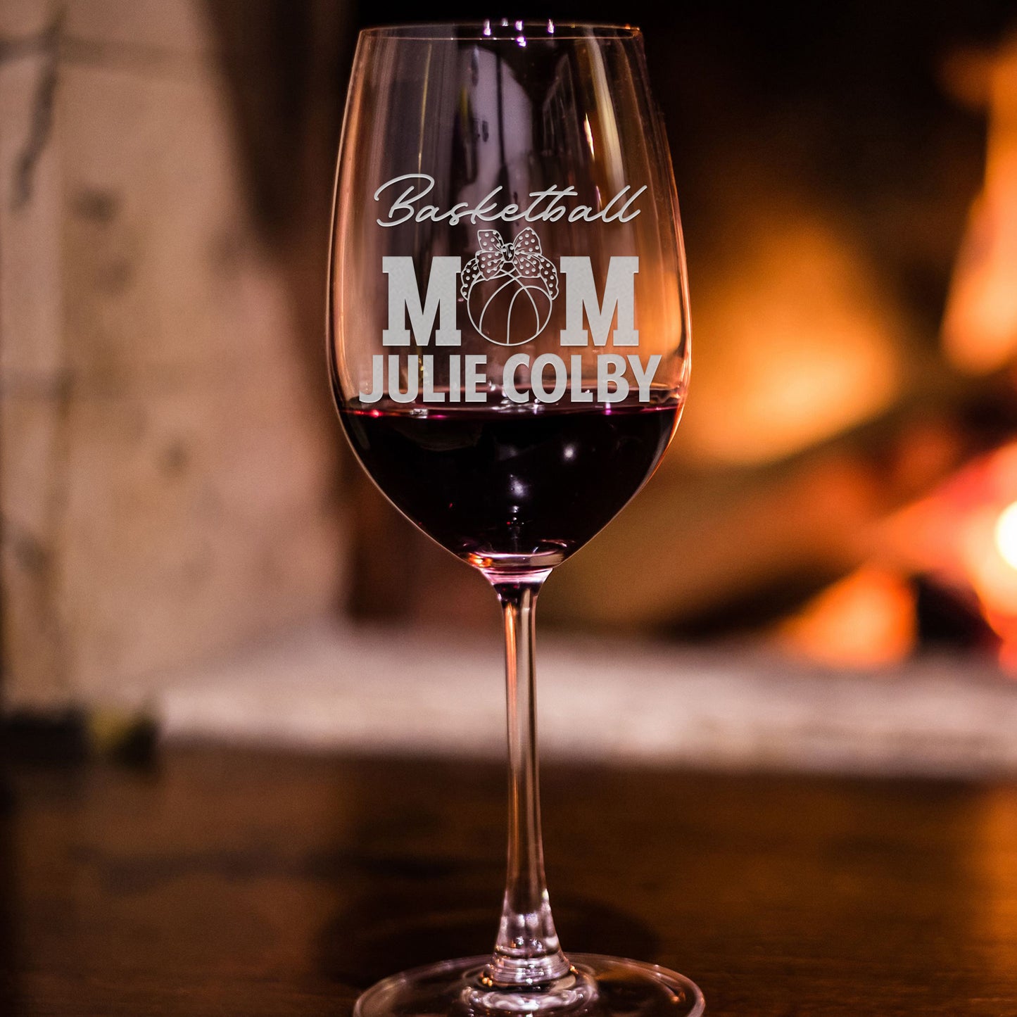 Personalized Wine Glass - Basketball Mom