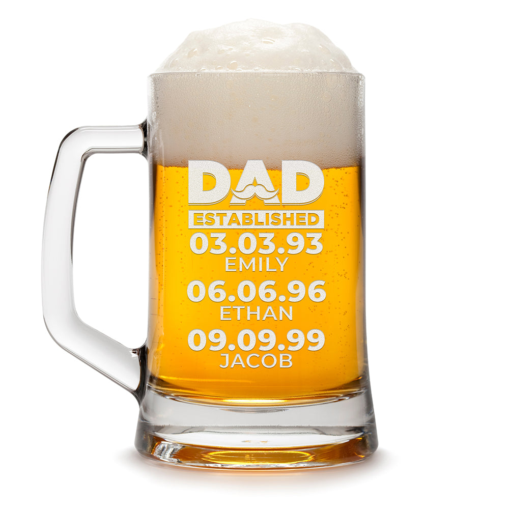 Personalized Beer Mug - "Established Dad"