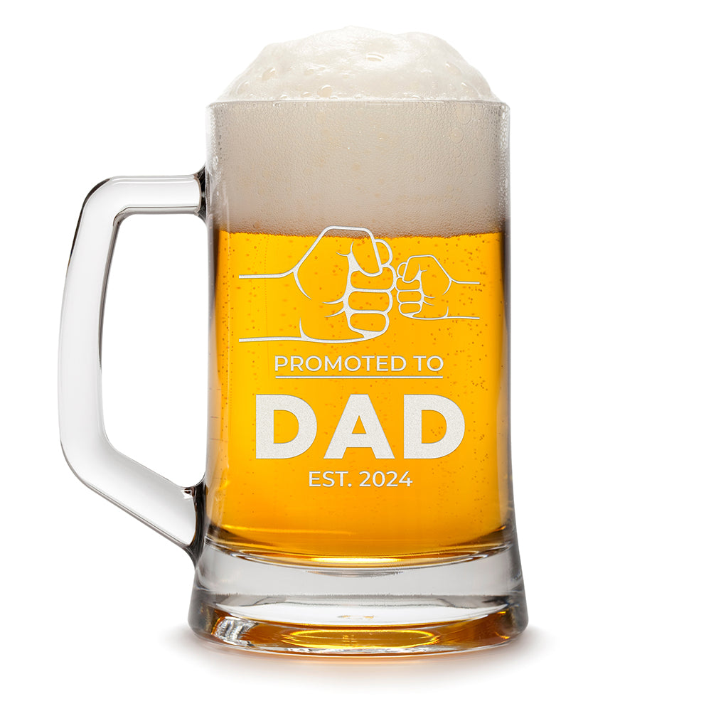 Personalized Beer Mug - "Promoted to DAD"