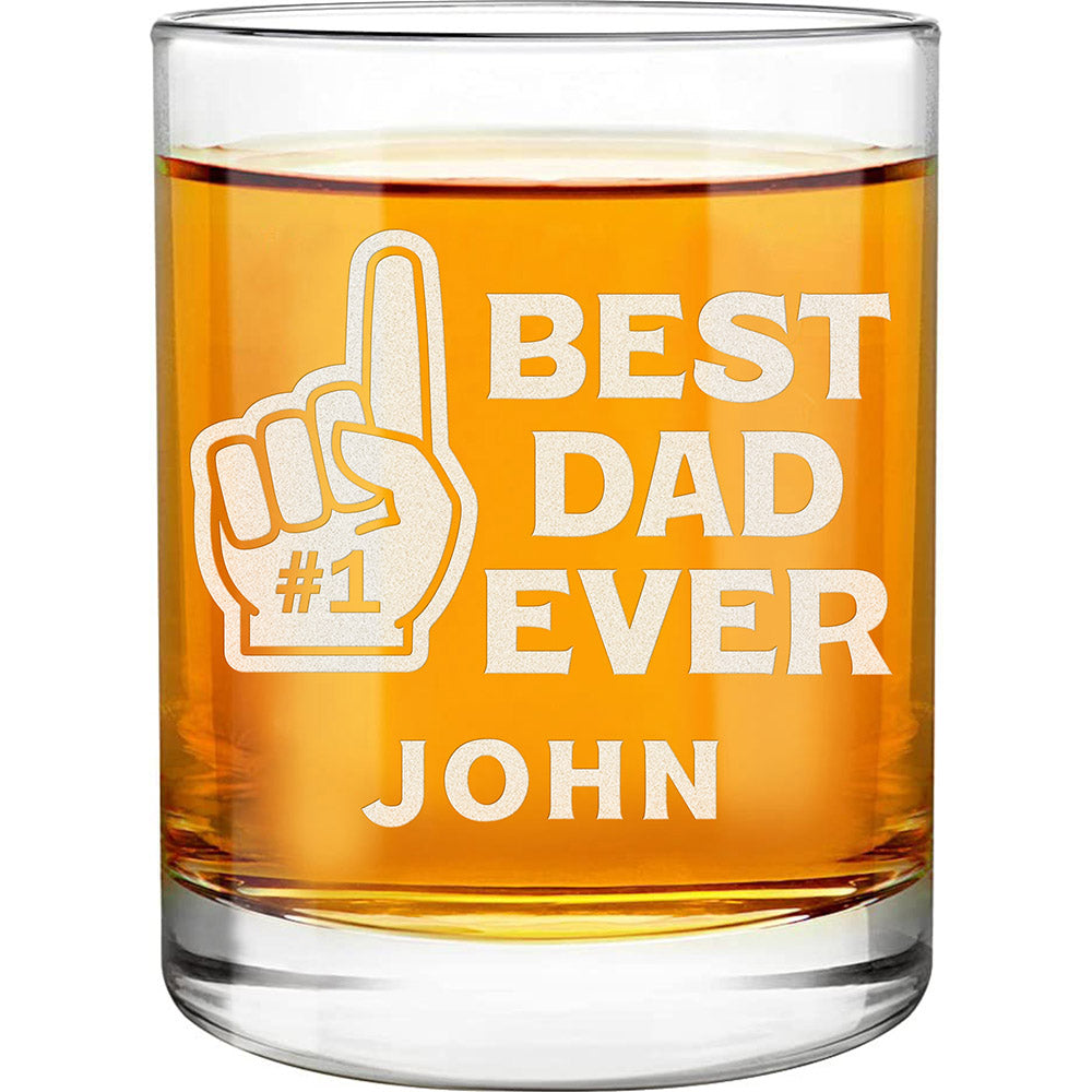 Personalized Whiskey Glass - "Best Dad Ever"