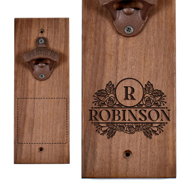 The Popper - Walnut - Personalized Wall-Mounted Bottle Opener