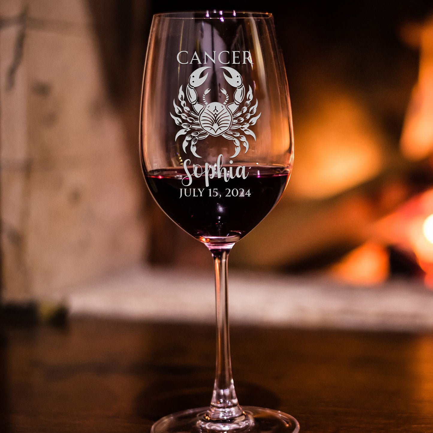 Personalized Wine Glass - Astrology - CANCER