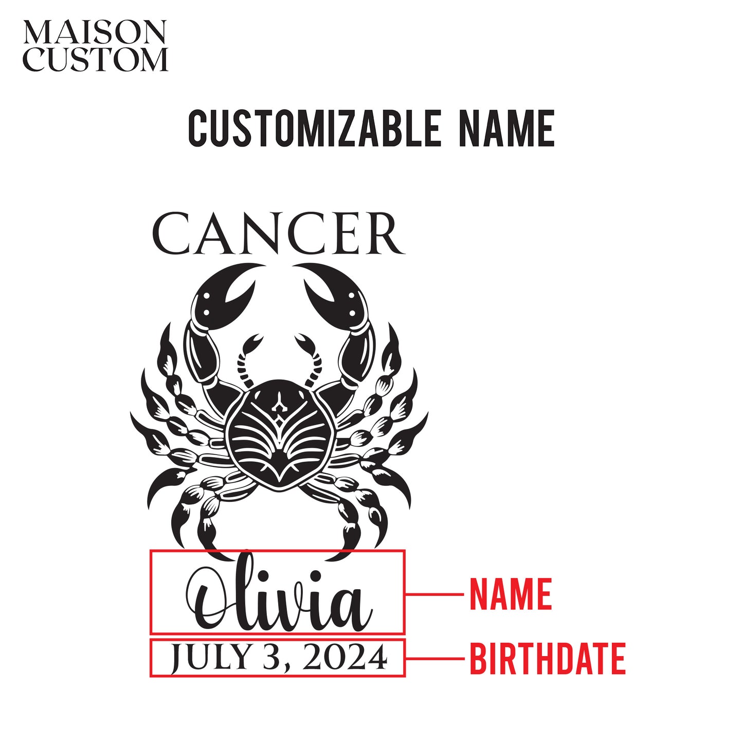 Personalized Wine Glass - Astrology - CANCER