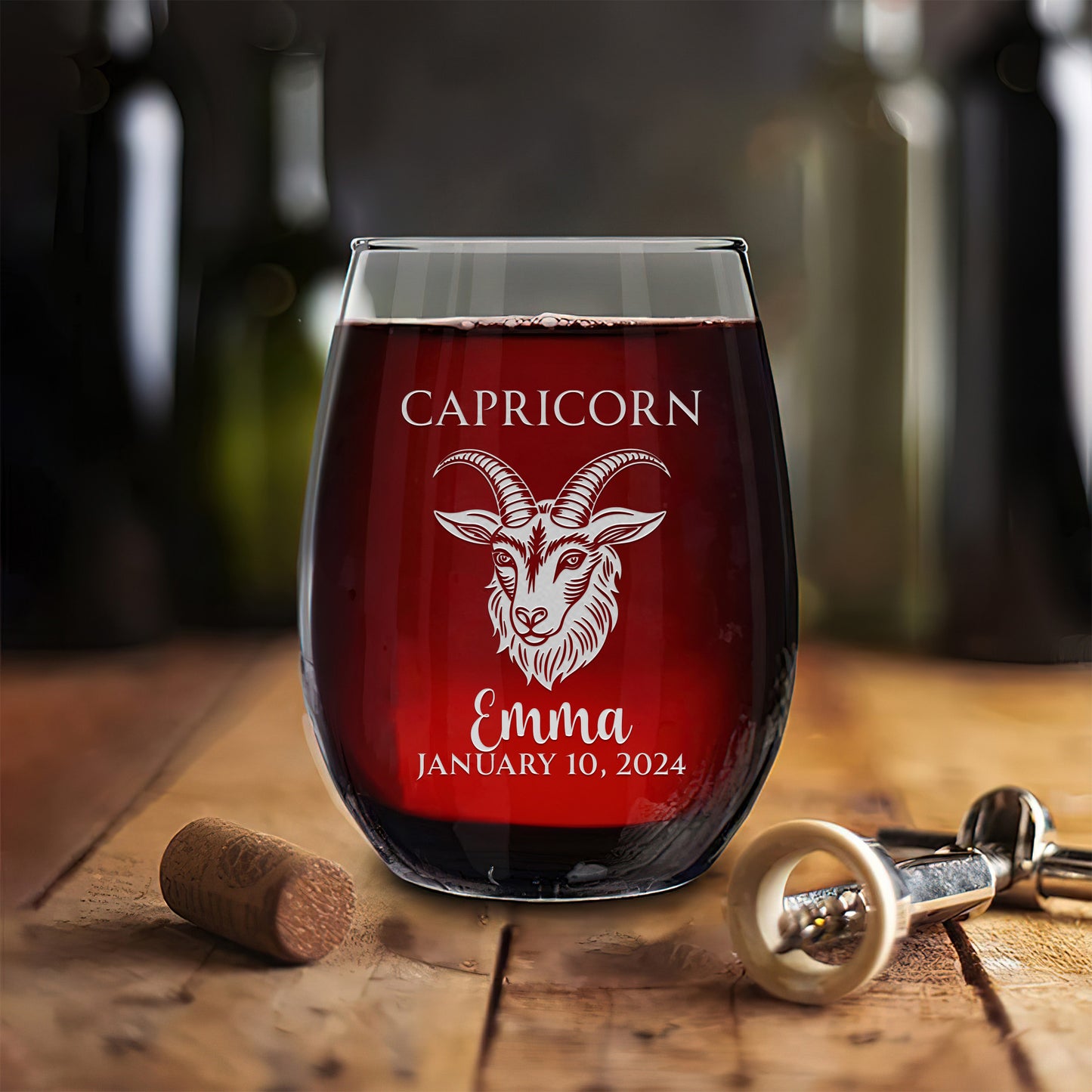 Personalized Stemless Wine Glass - Astrology - CAPRICORN