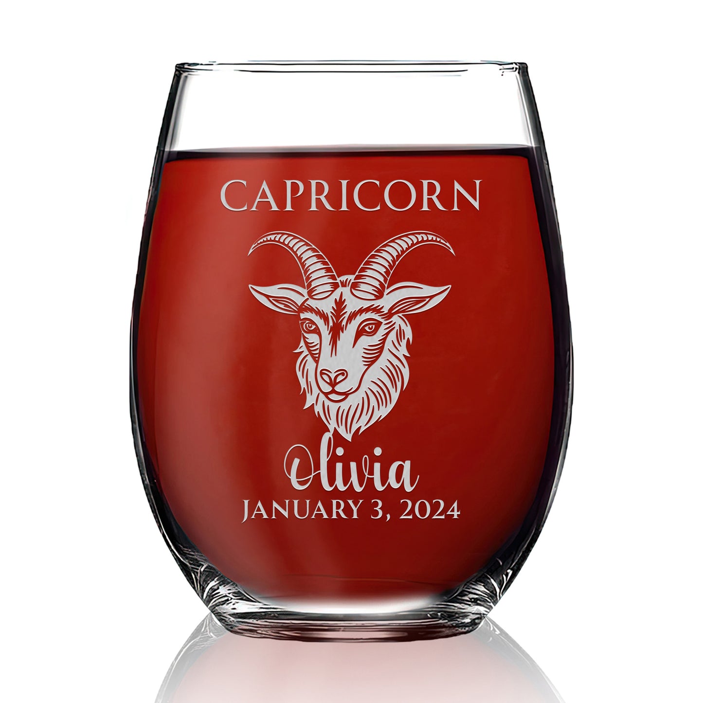 Personalized Stemless Wine Glass - Astrology - CAPRICORN