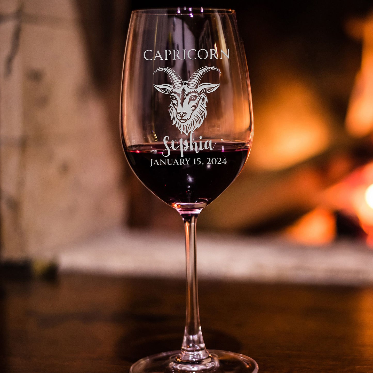 Personalized Wine Glass - Astrology - CAPRICORN