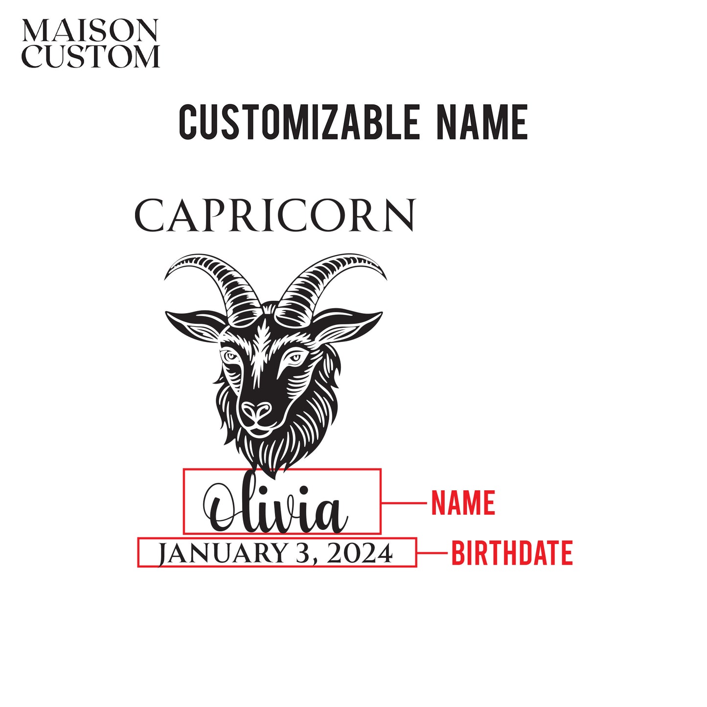 Personalized Wine Glass - Astrology - CAPRICORN