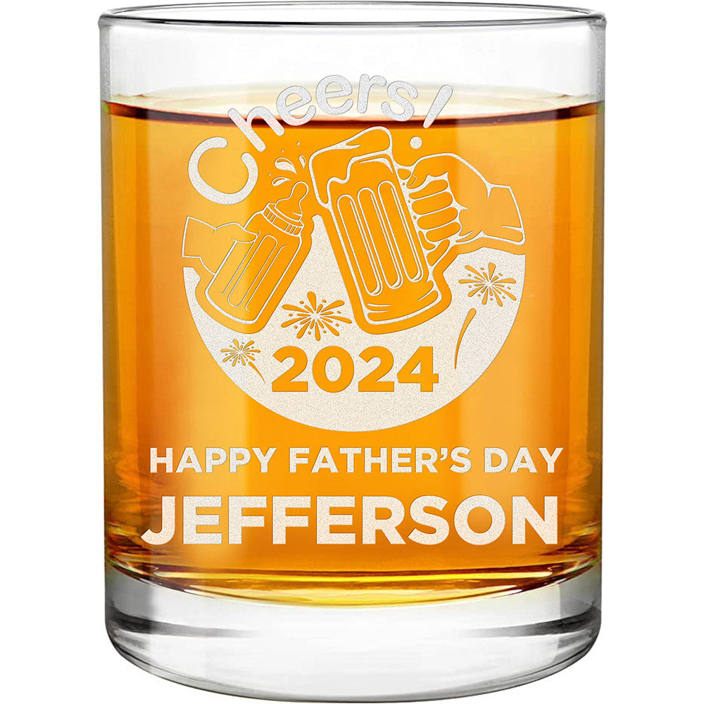 Personalized Whiskey Glass - "Cheers to Father's Day"