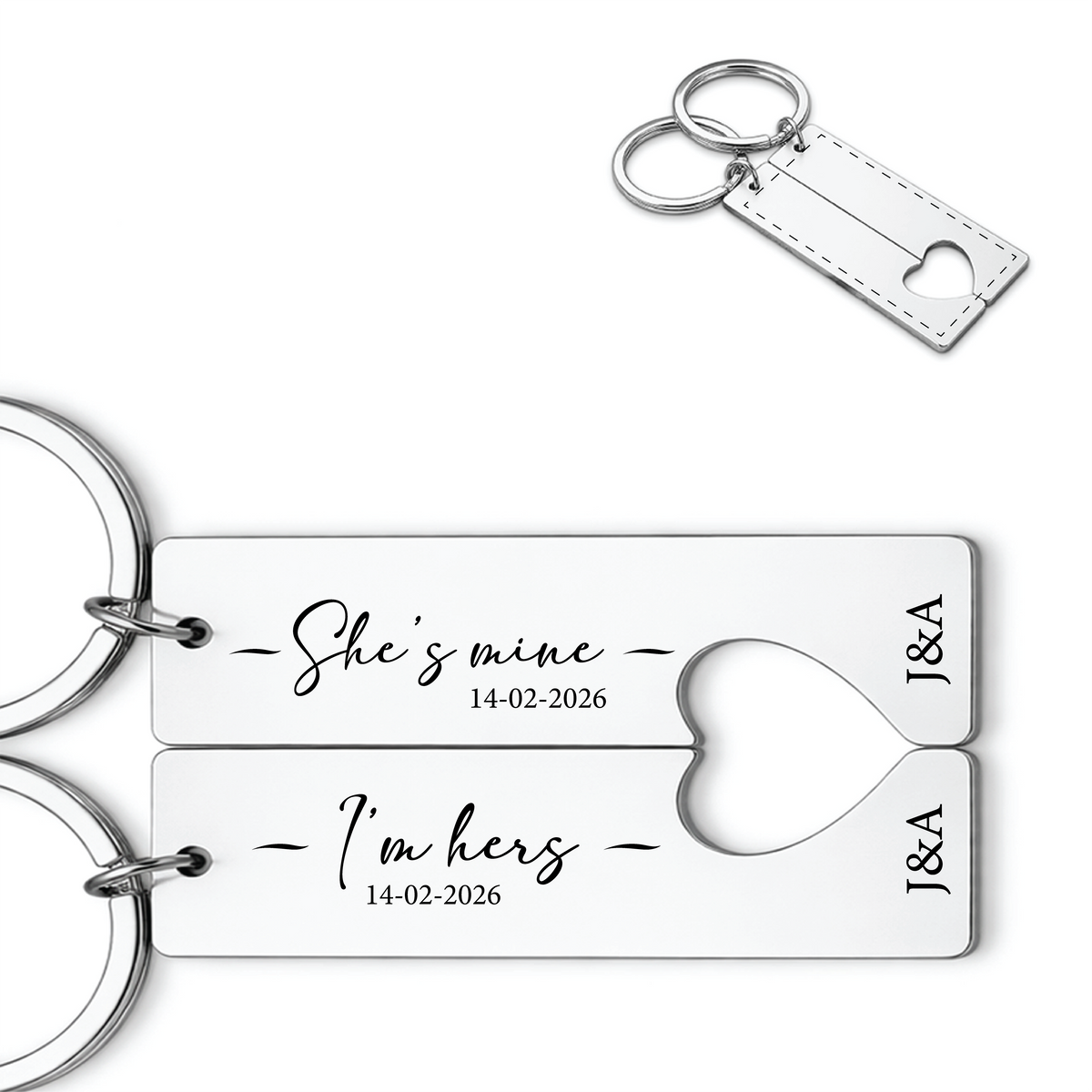 Personalized Couple Keychains - "The Union" - Bottom Names