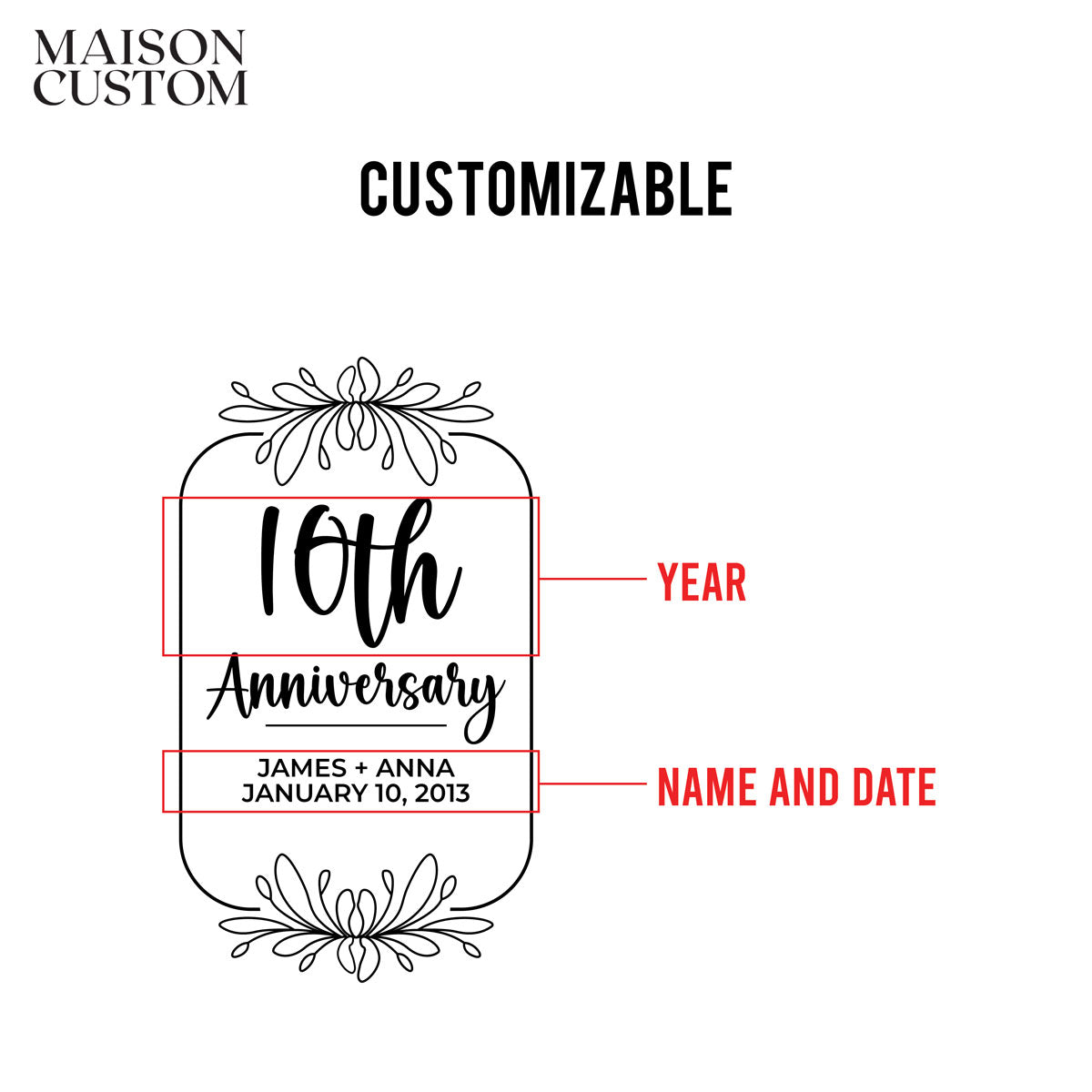 Personalized Champagne Flute Glass Set - "Anniversary"