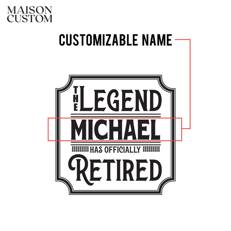 Personalized Whiskey Glass - "The Legend Has Officially Retired"