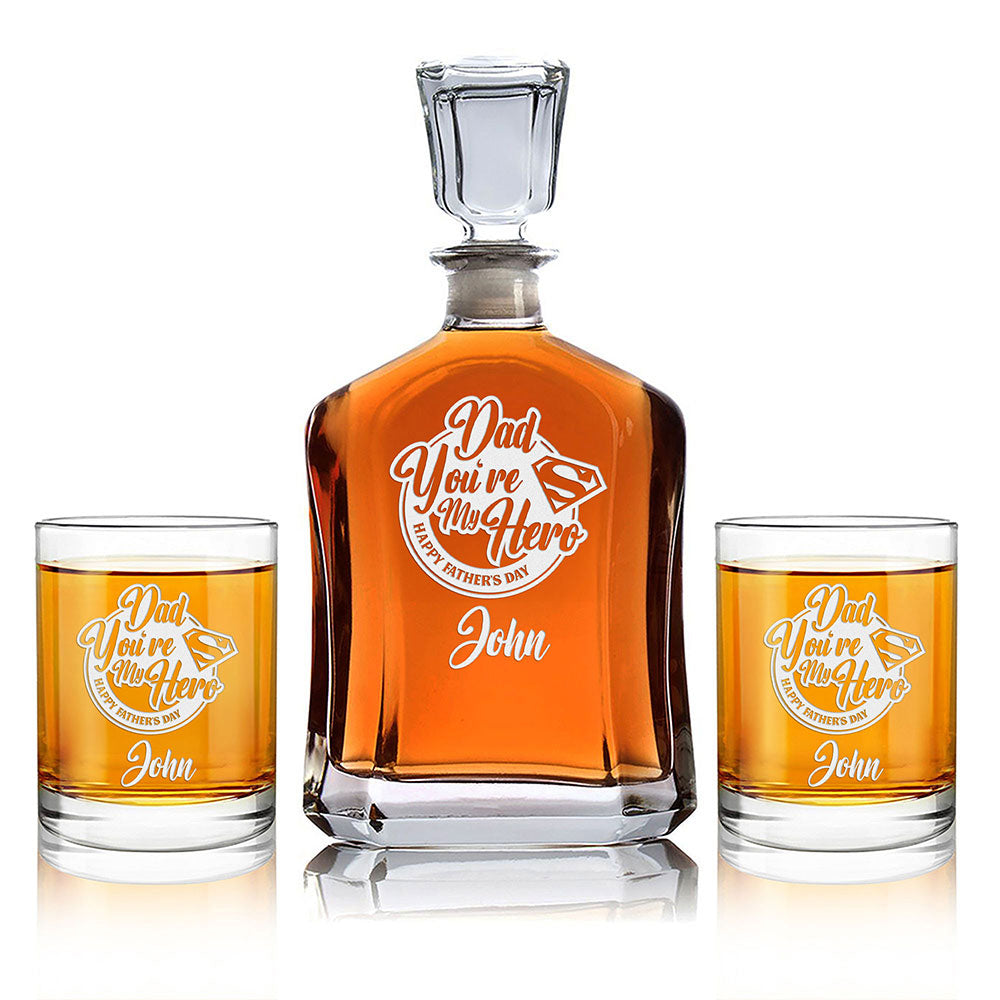 Personalized Decanter - "Dad, You're My Hero"