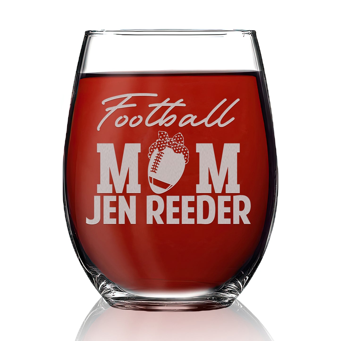 Personalized Stemless Wine Glass - Football Mom