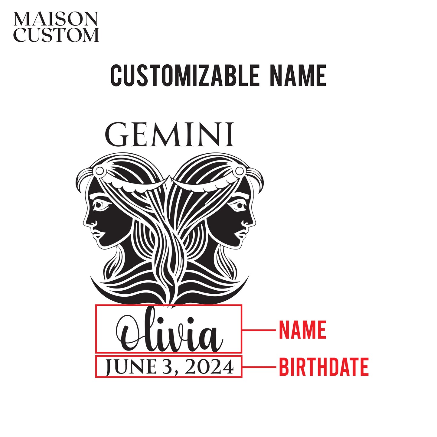 Personalized Wine Glass - Astrology - GEMINI