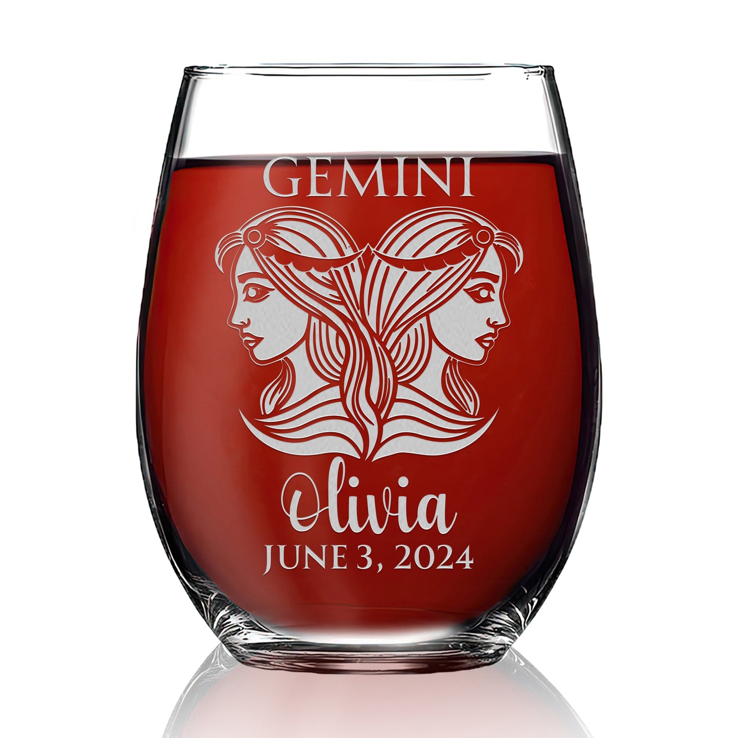 Personalized Stemless Wine Glass - Astrology - GEMINI