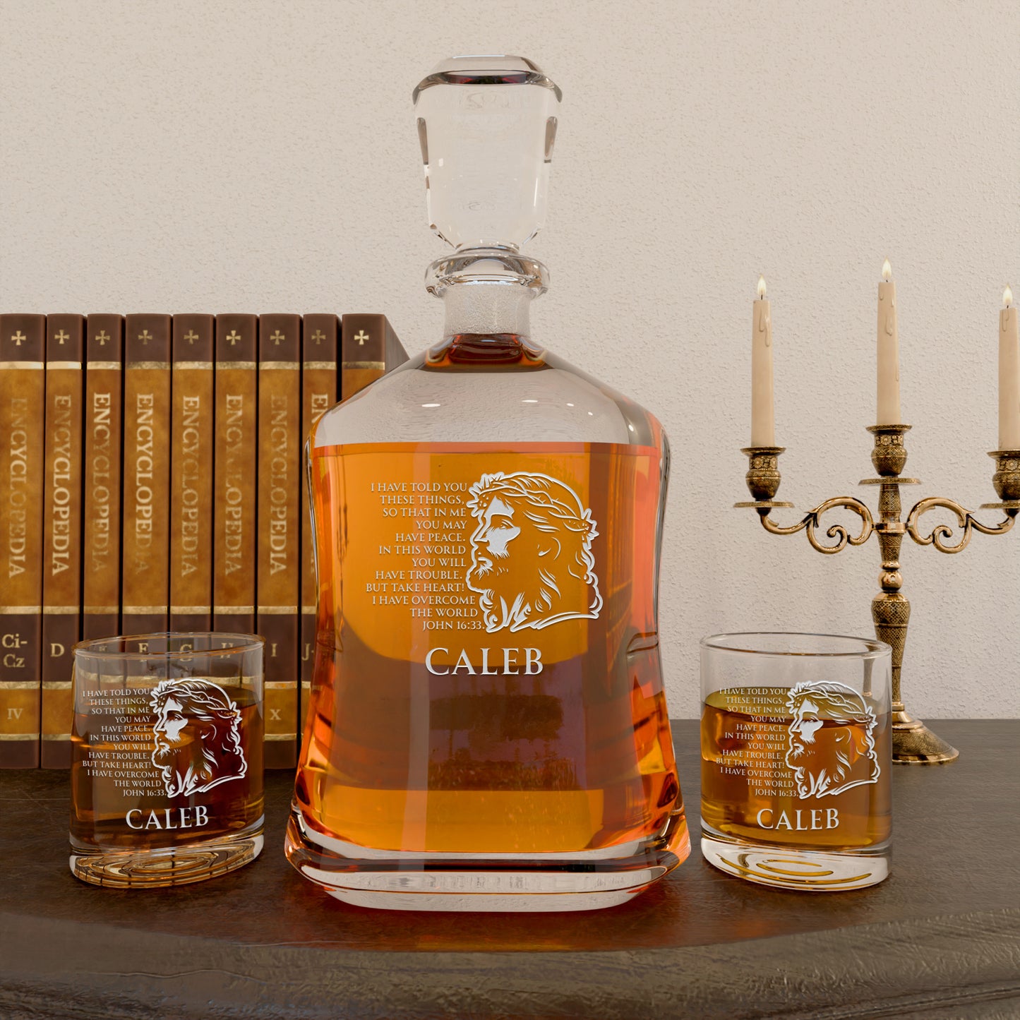 Personalized Decanter - "John 16:33"