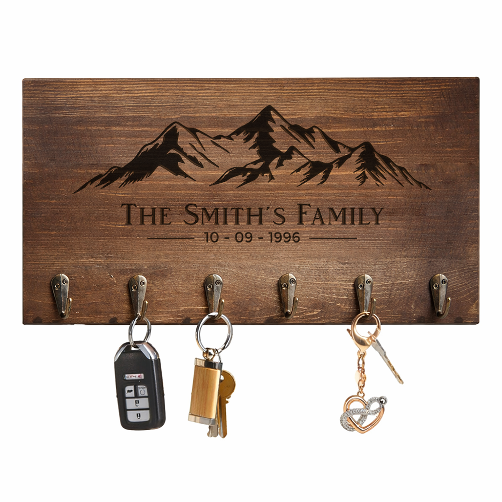 Personalized Wooden Key Hanger Wall Decor – "The Welcome" - Home