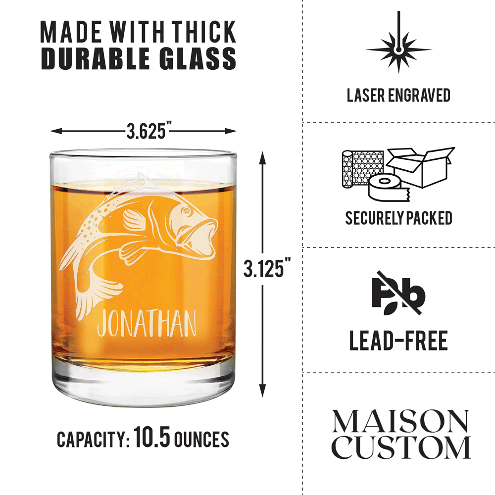 Personalized Whiskey Glass - "Large Mouth Bass"