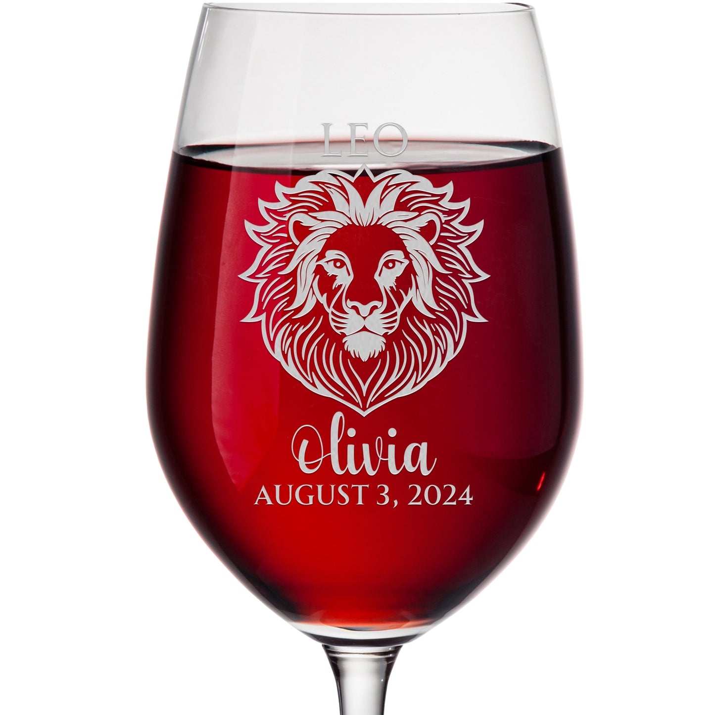 Personalized Wine Glass - Astrology - LEO