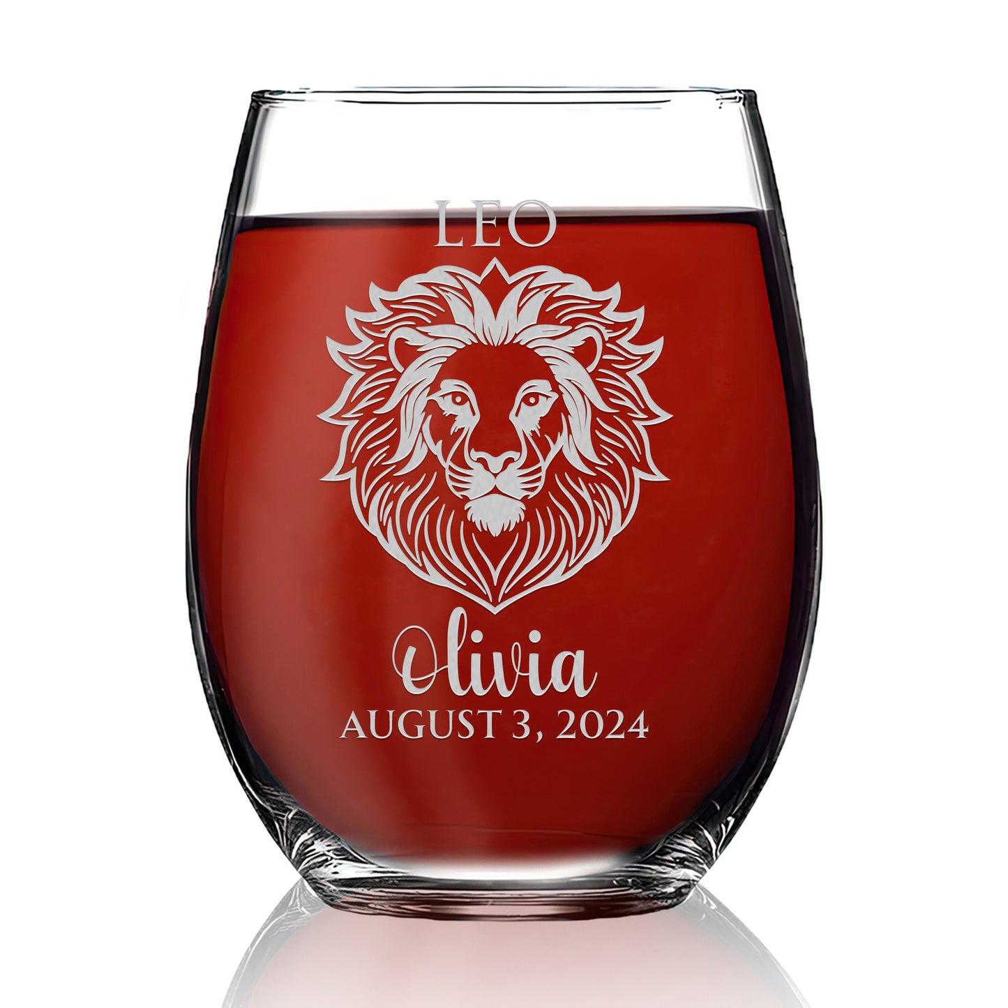 Personalized Stemless Wine Glass - Astrology - LEO