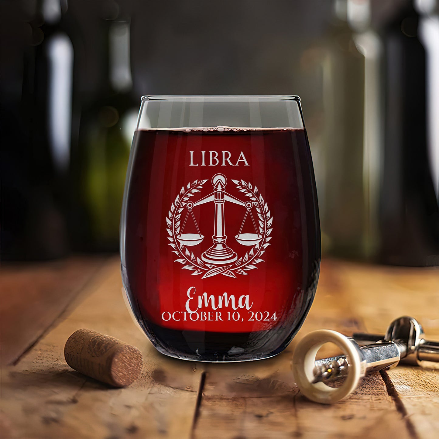 Personalized Stemless Wine Glass - Astrology - LIBRA