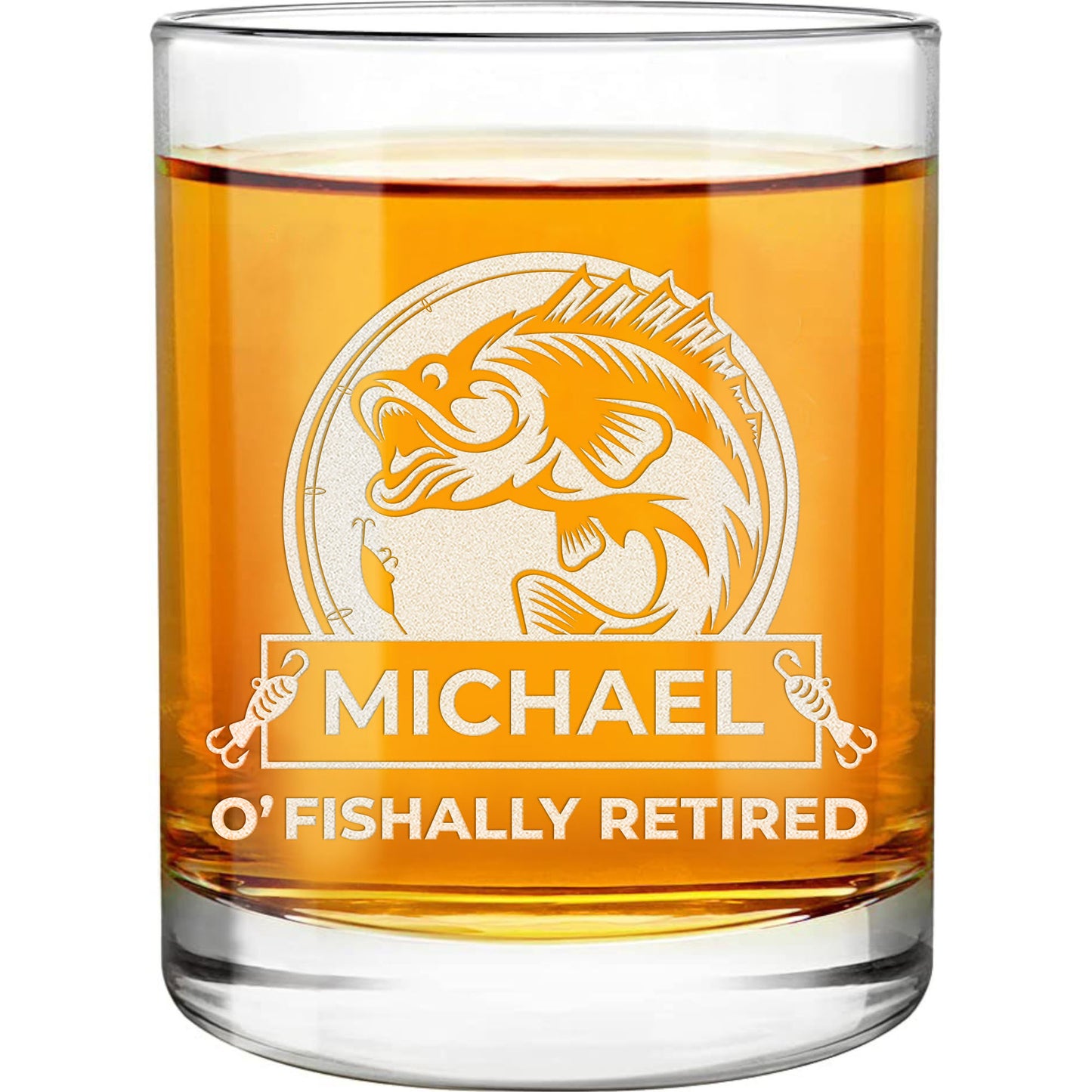 Personalized Whiskey Glass - "O'fishally Retired"