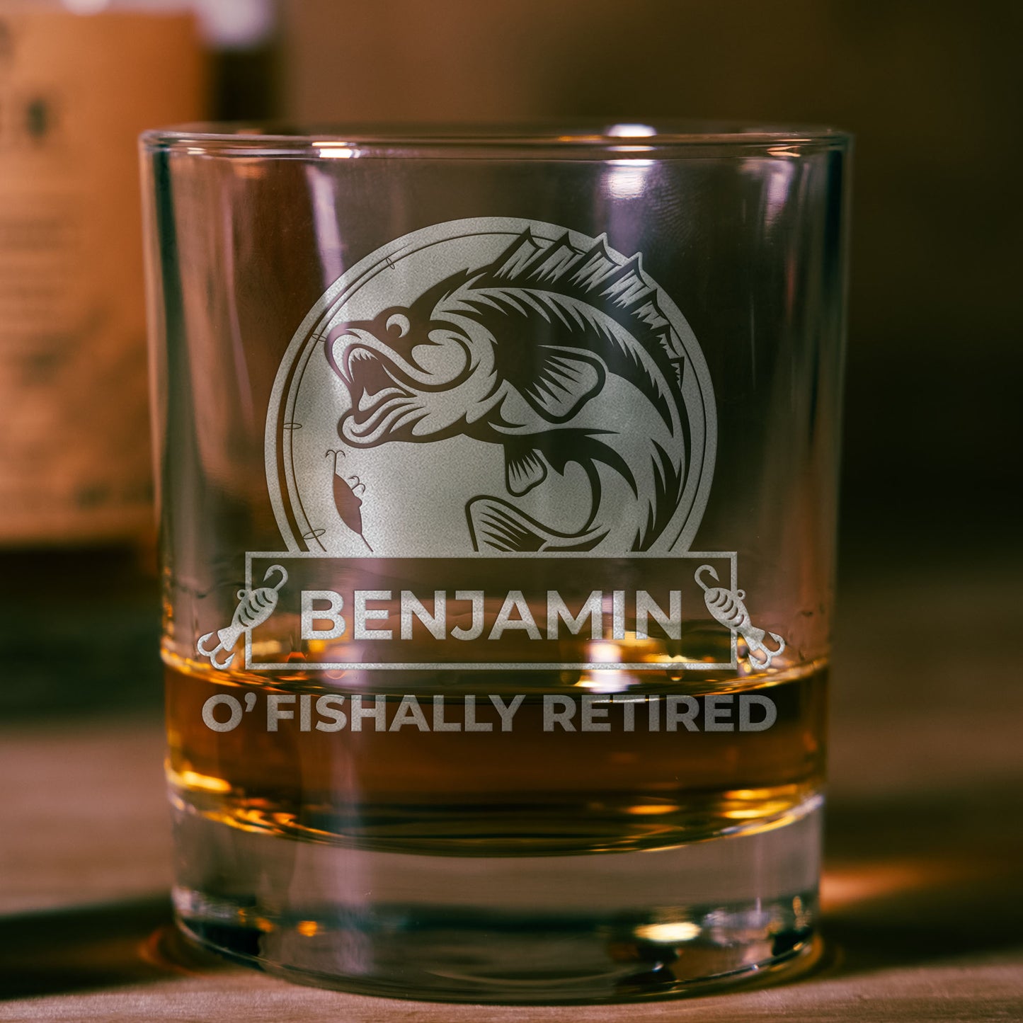 Personalized Whiskey Glass - "O'fishally Retired"