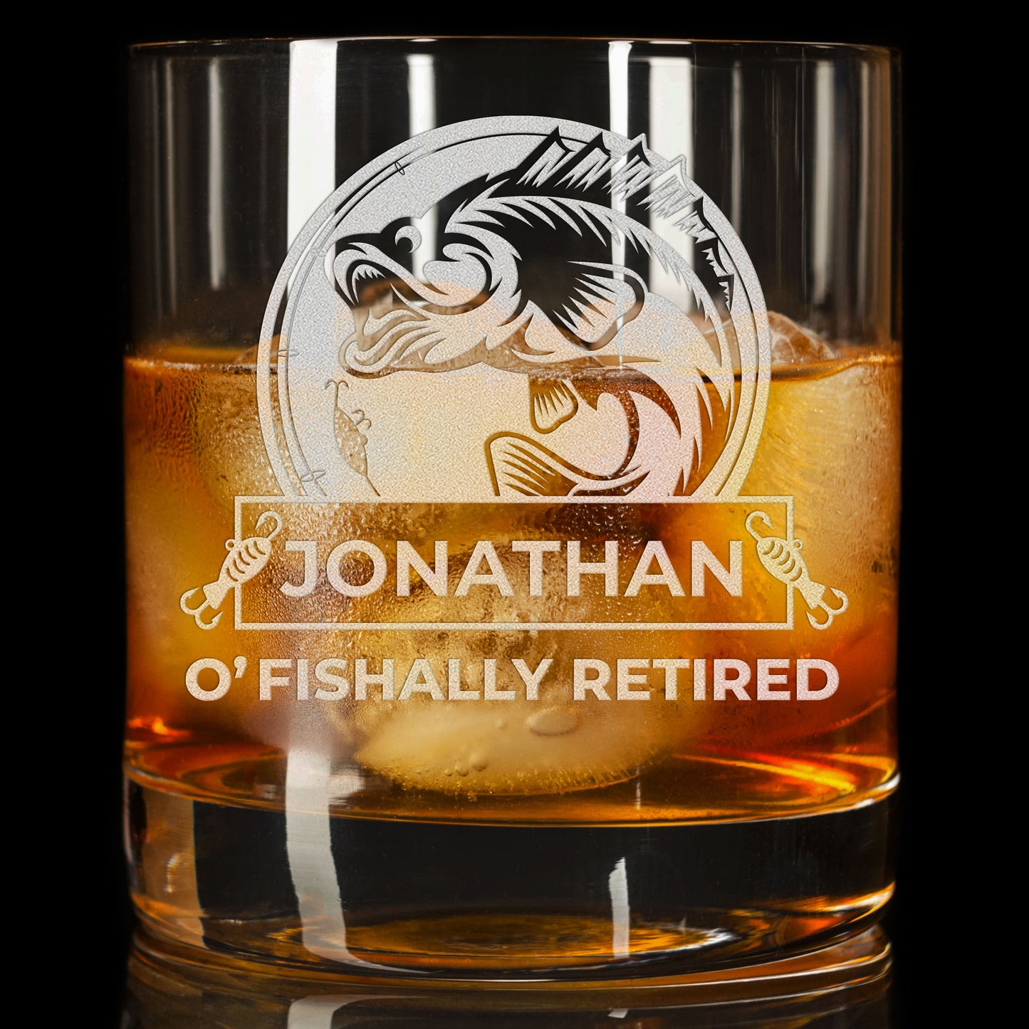 Personalized Whiskey Glass - "O'fishally Retired"