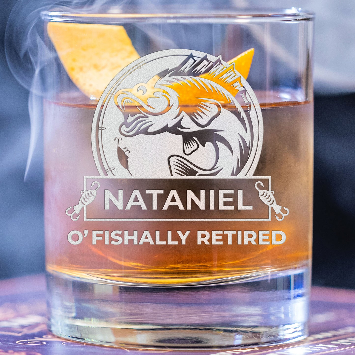 Personalized Whiskey Glass - "O'fishally Retired"