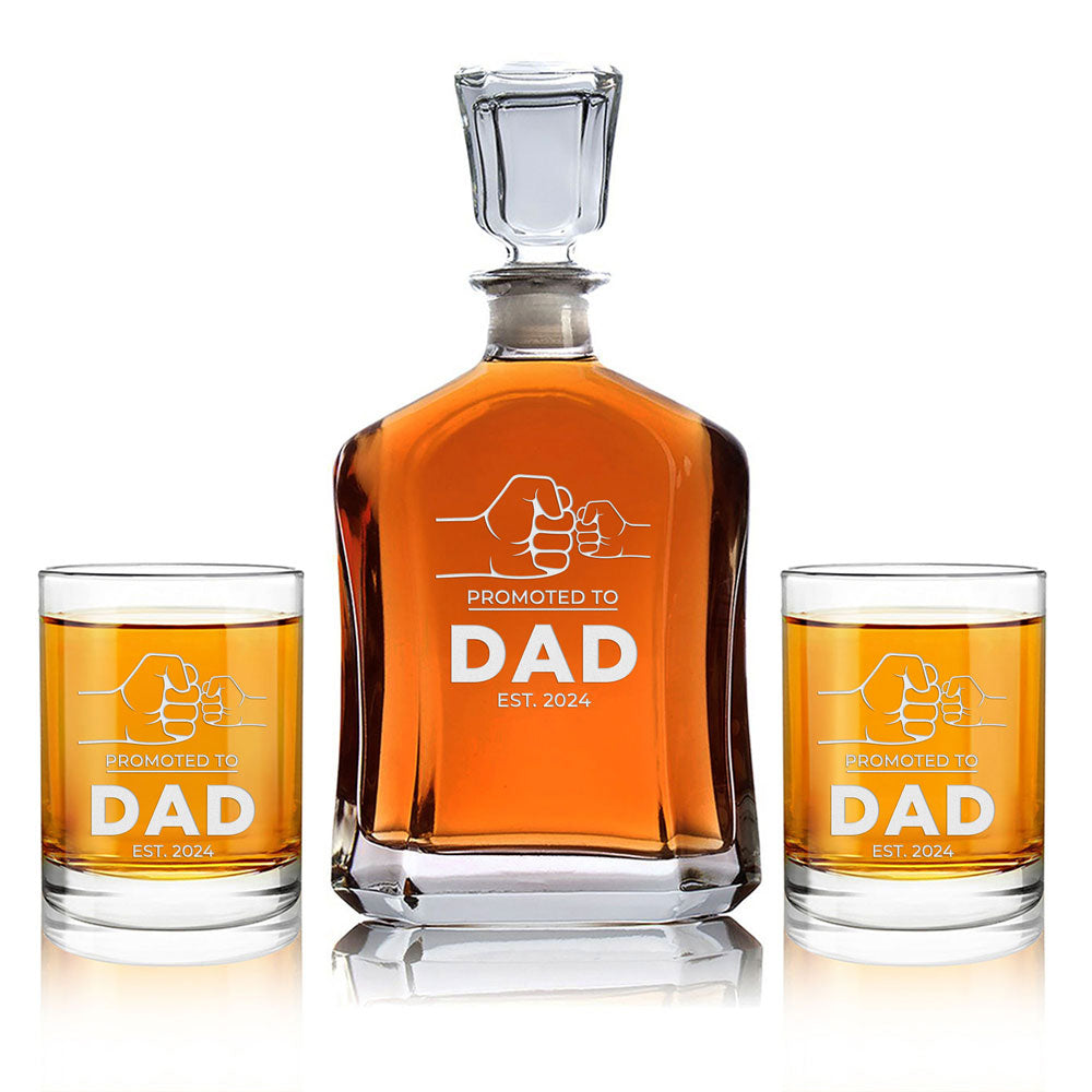 Personalized Decanter - "Promoted to DAD"