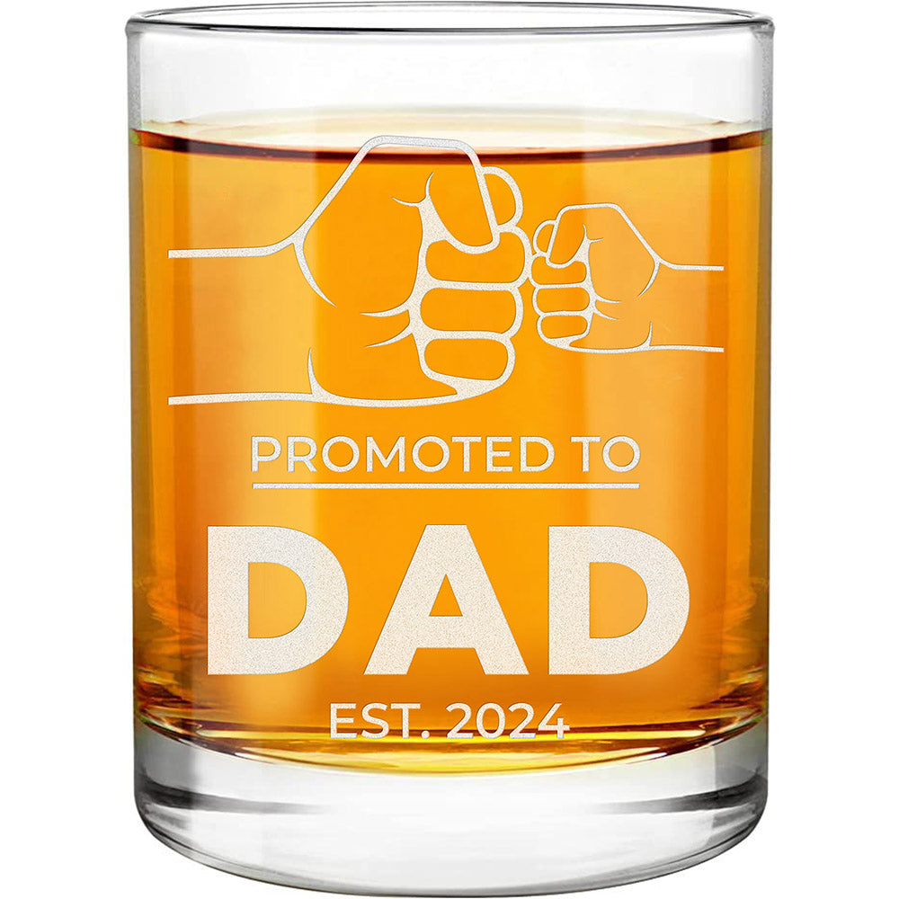 Personalized Whiskey Glass - "Promoted to DAD"