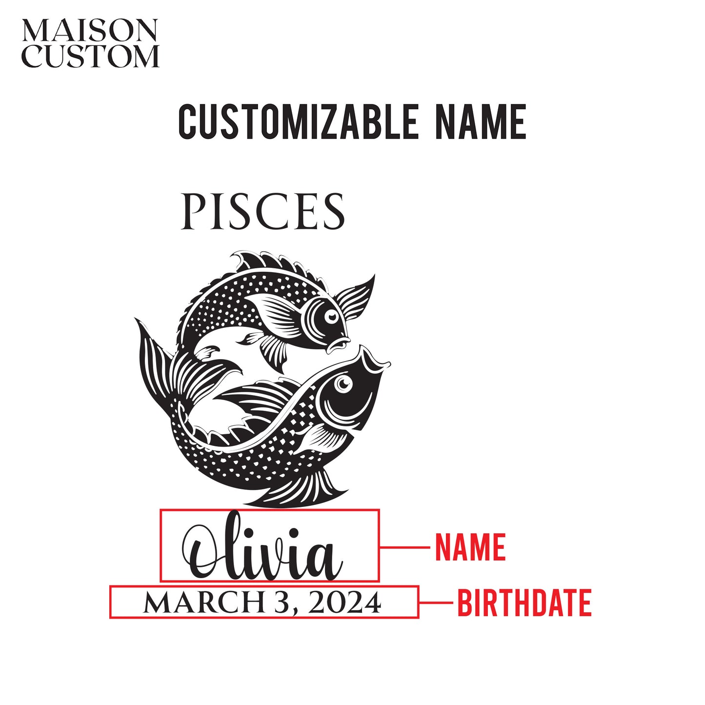 Personalized Wine Glass - Astrology - PISCES