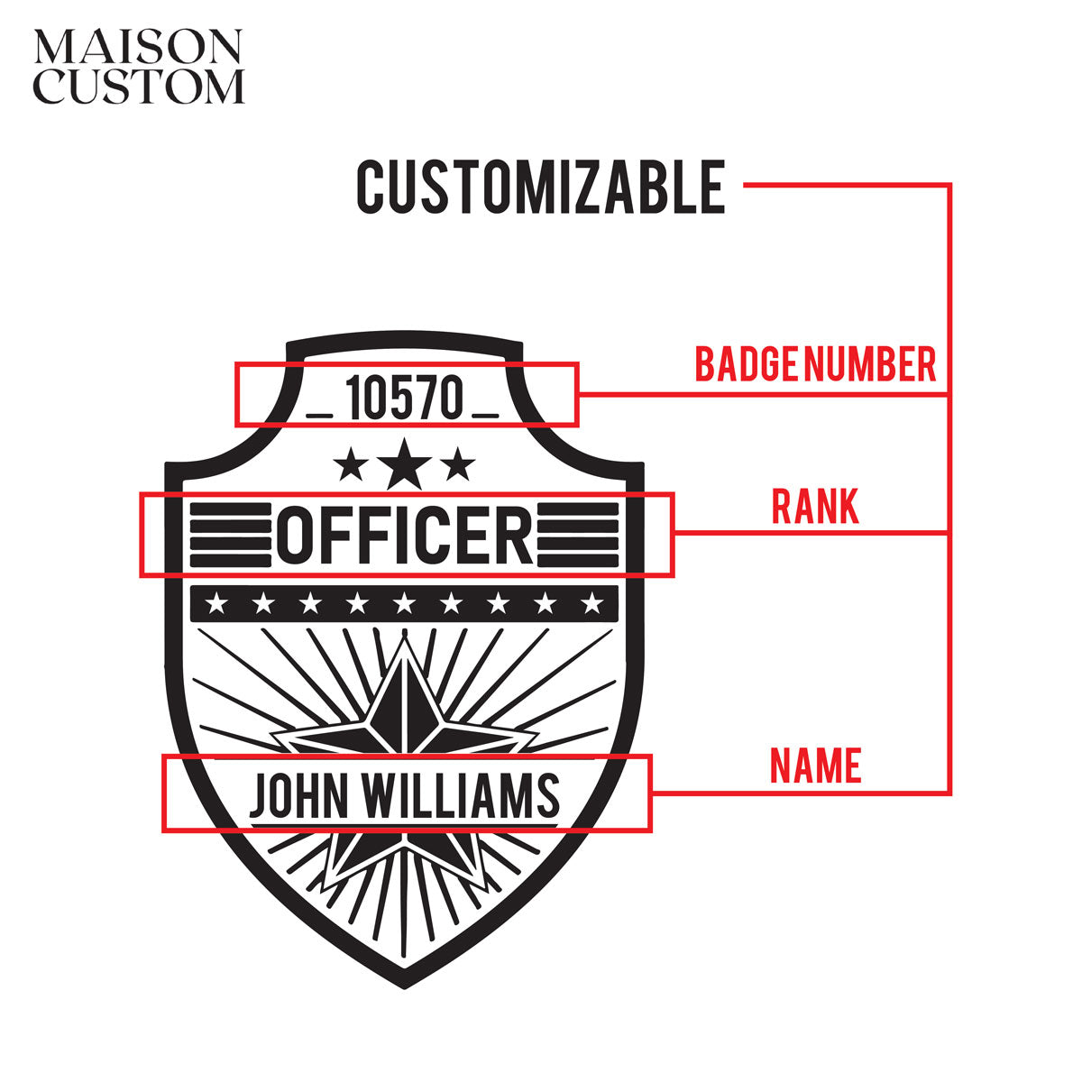 Personalized Whiskey Glass - "Police Badge"