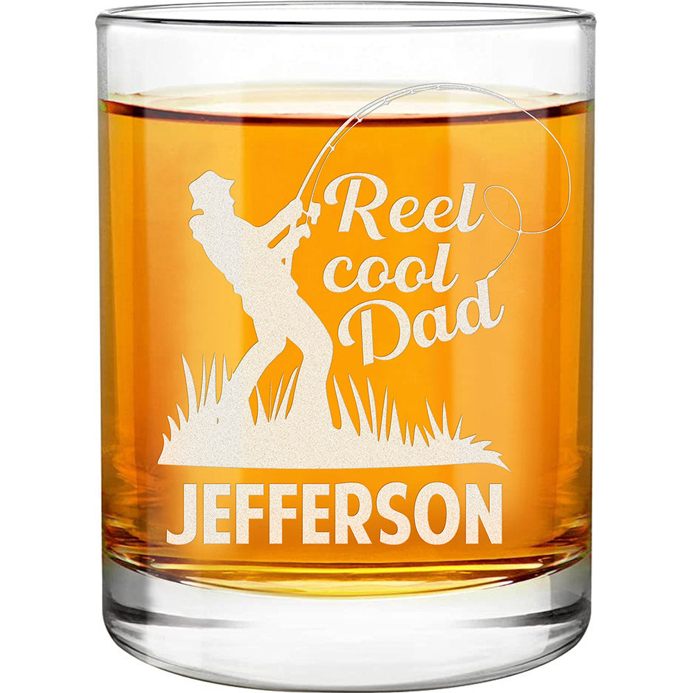 Personalized Whiskey Glass - "Reel Cool Dad"