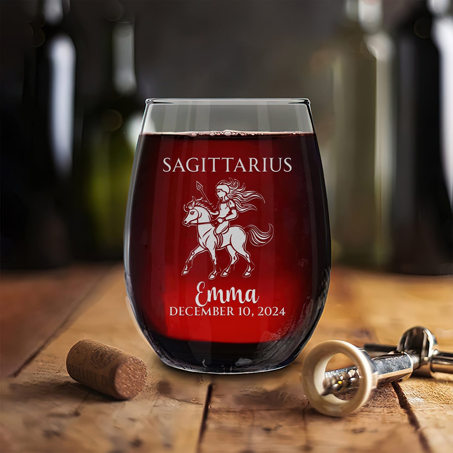 Personalized Stemless Wine Glass - Astrology - SAGITTARIUS