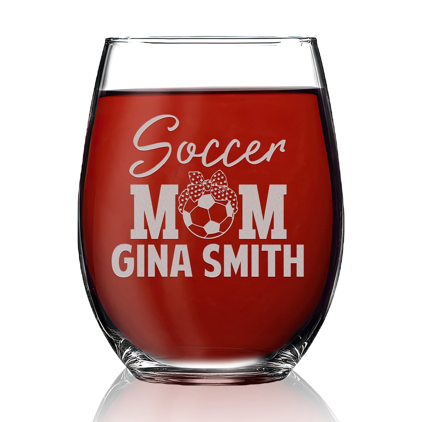 Personalized Stemless Wine Glass - Soccer Mom