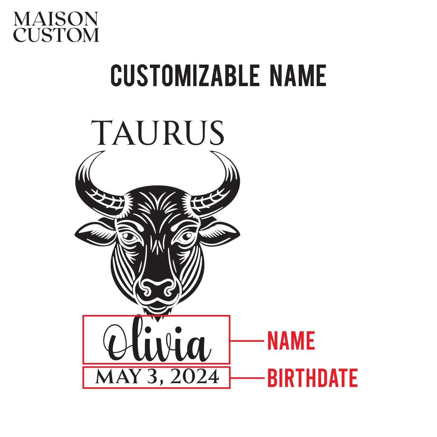 Personalized Wine Glass - Astrology - TAURUS