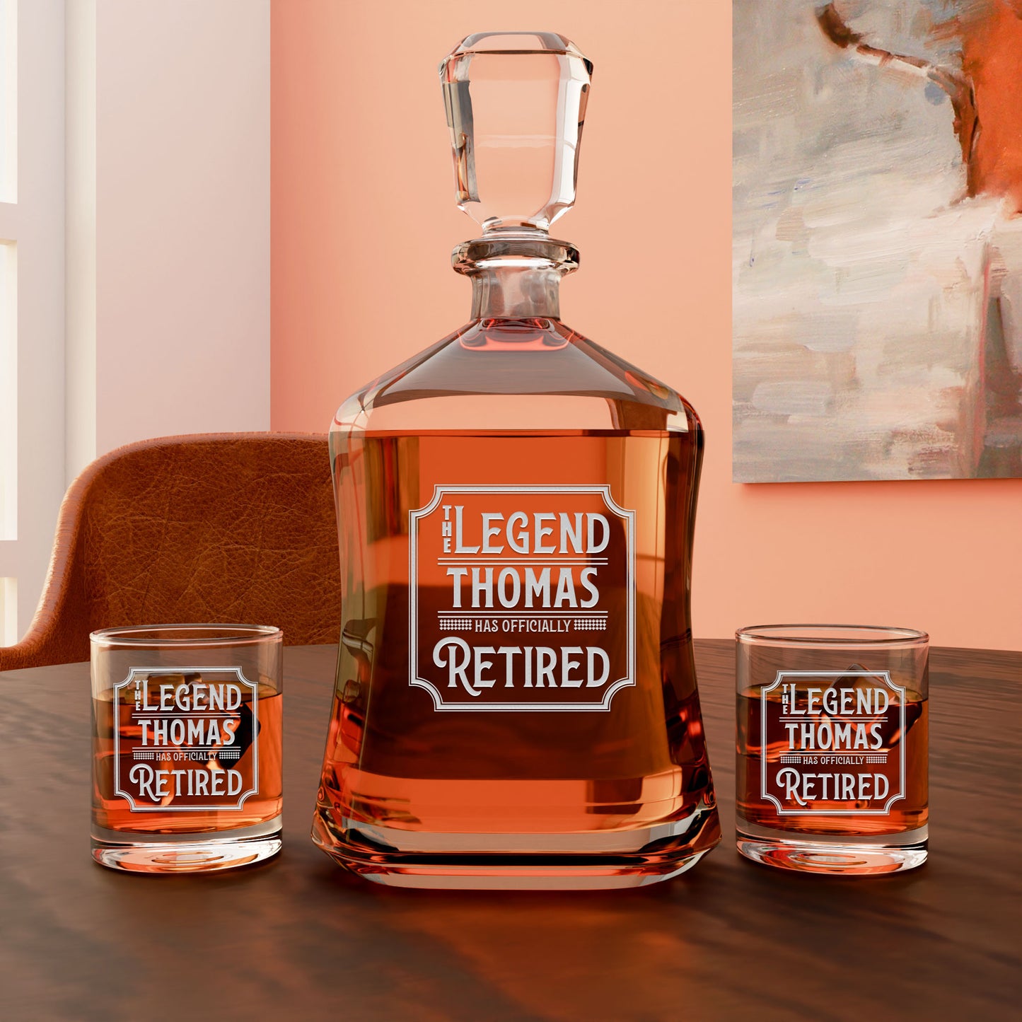 Personalized Decanter - "Legend Has Retired"